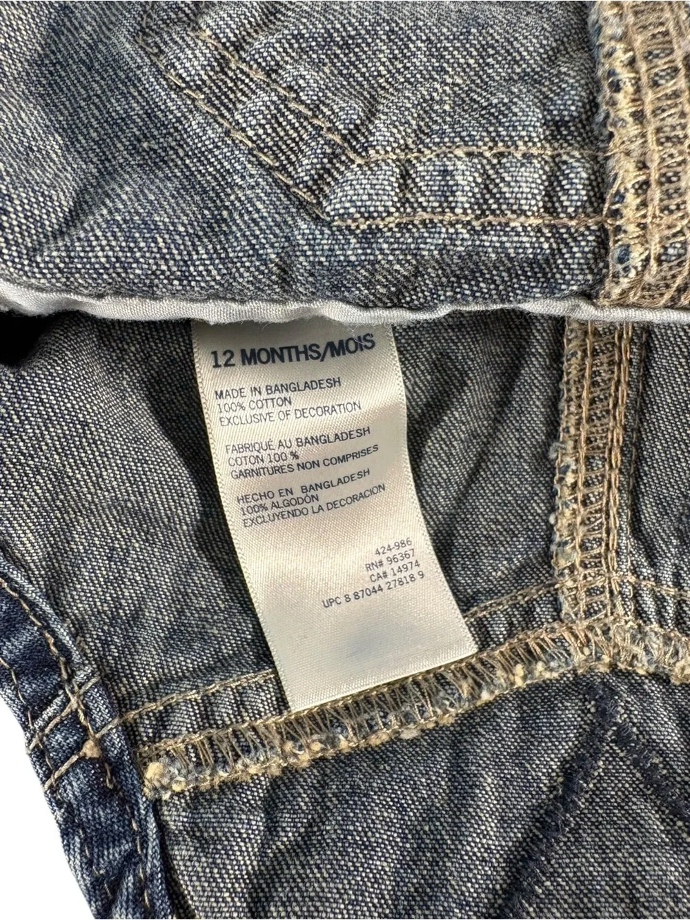 OshKosh B’gosh Denim Overalls 12M Carpenter Vintage Kids Blue Jeans